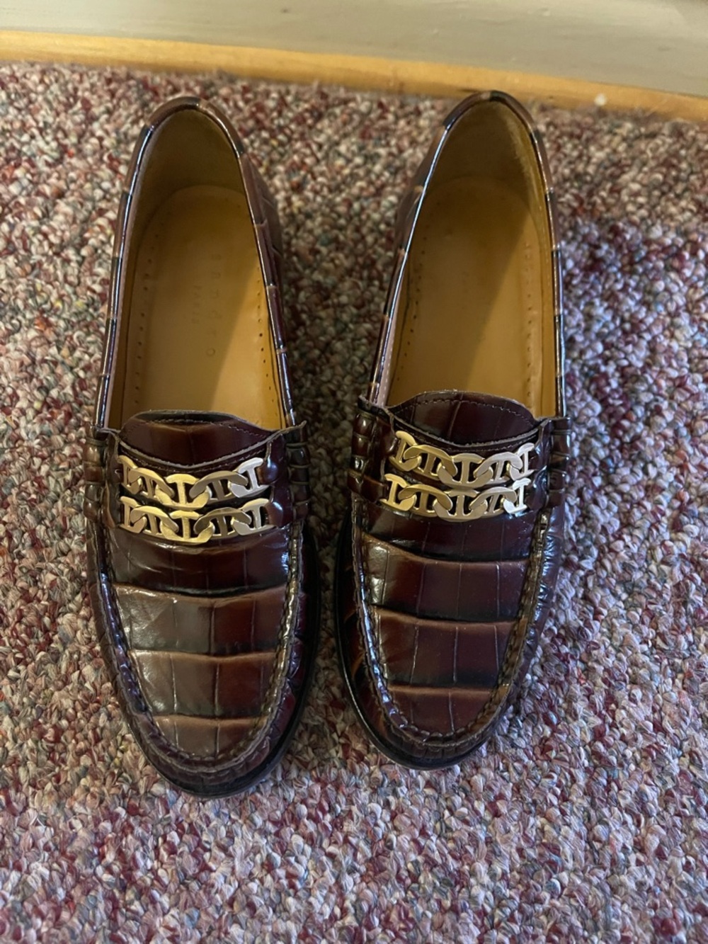 Sandro Elegant Brown Leather Loafers